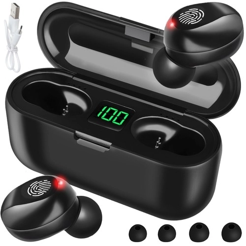 Bluetooth draadloze oordopjes - zwart + powerbank