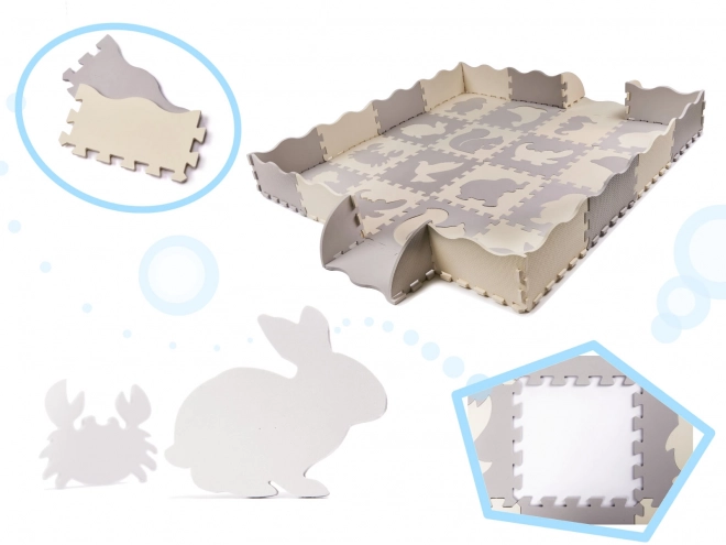 Contrasterende beige schuimpuzzels met diertjes