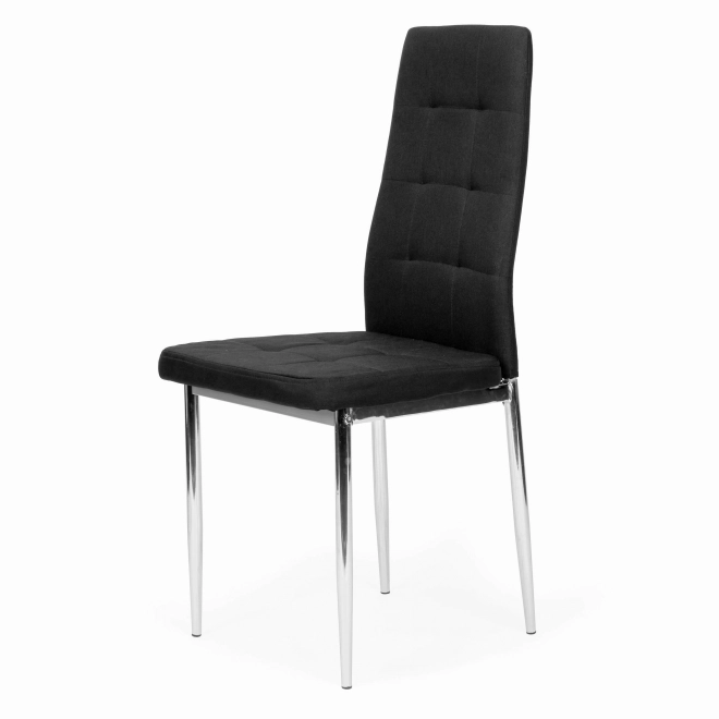 Set van 4 zwarte stoelen voor de woonkamer en eetkamer met verchroomde poten