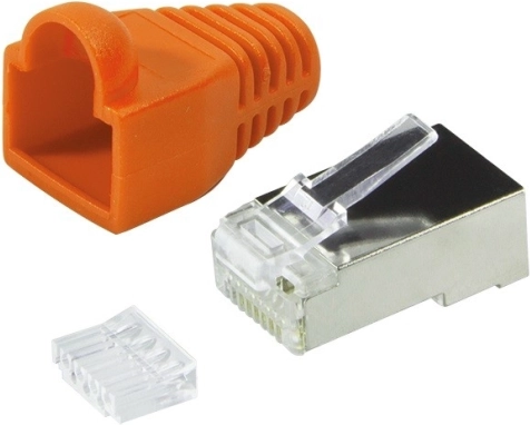 RJ45 CAT6-connectoren met kapje, 100 stuks, oranje