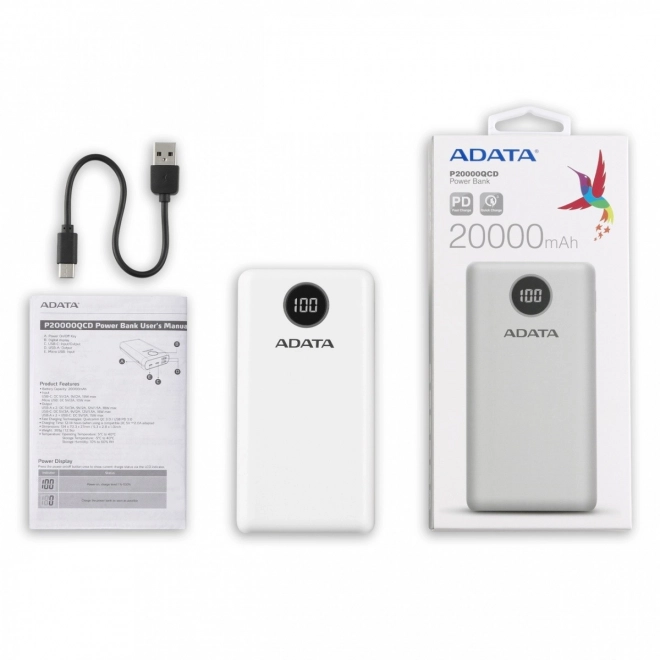 Powerbank P20000QCD 20000mAh wit QC/PD