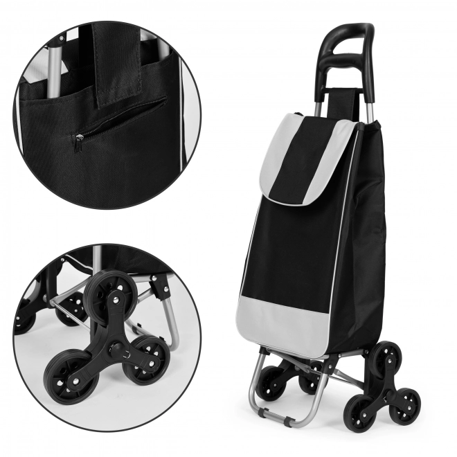 Boodschappenmand, 25 l, 6 wielen, metalen frame, zwart