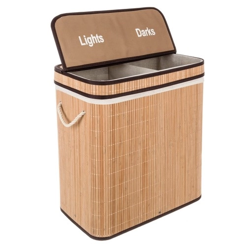 Bamboe wasmand met twee compartimenten 100L
