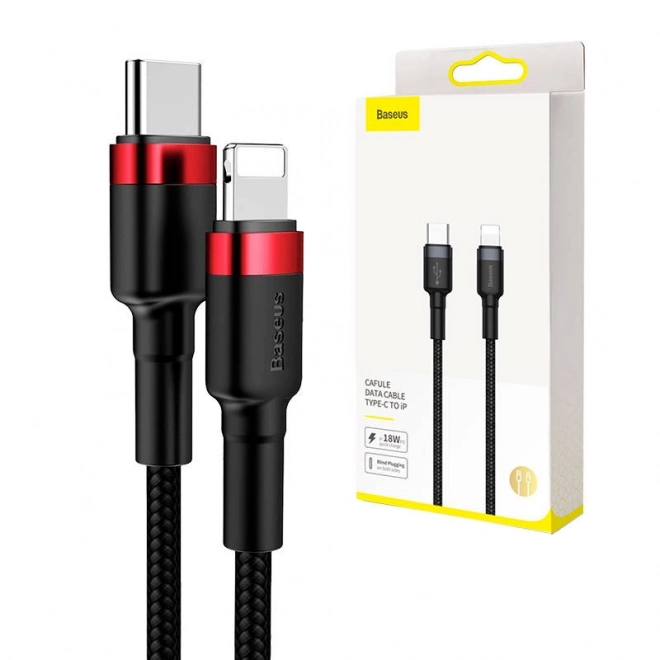 Kabel Baseus Cafule USB-C naar Lightning 18W rood-zwart