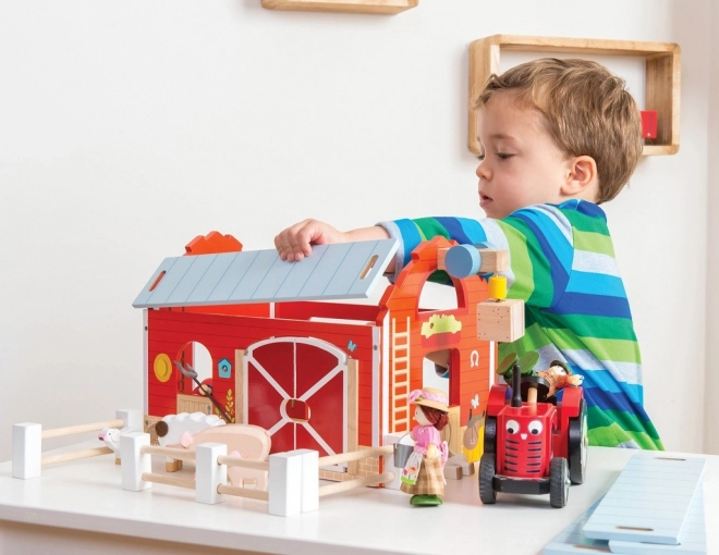 Le Toy Van rode tractor en aanhanger