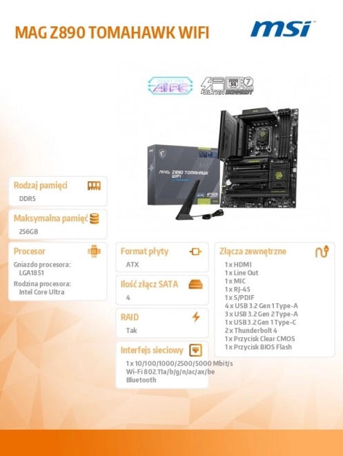 Gaming moederbord MSI MAG Z890 Tomahawk WiFi