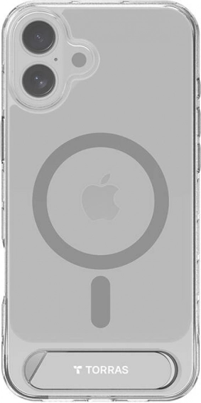 Torras pstand transparante hoes met MagSafe en standaard voor iPhone 16
