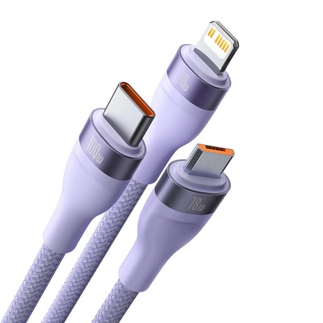 Kabel Baseus Flash Series 2v1 USB-C + micro USB + Lightning 100 W