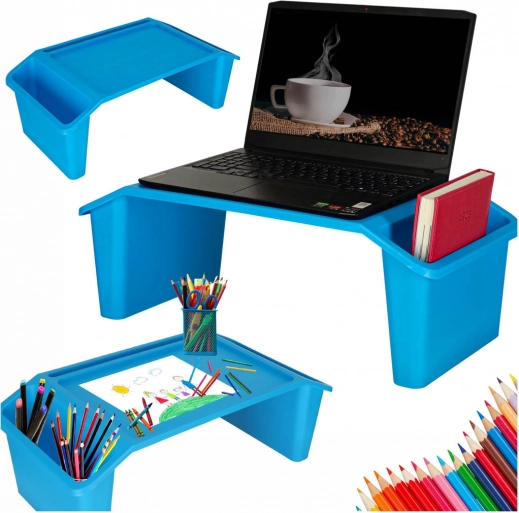 Draagbaar schoottafeltje met organizer – blauw