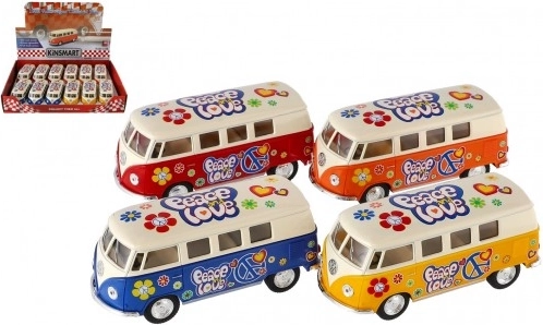 Bus Kinsmart VW Klassiek metaal/plastic 13 cm met terugtrek