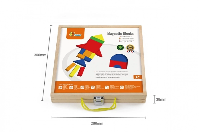 Houten magnetische speelgoedset in een koffertje
