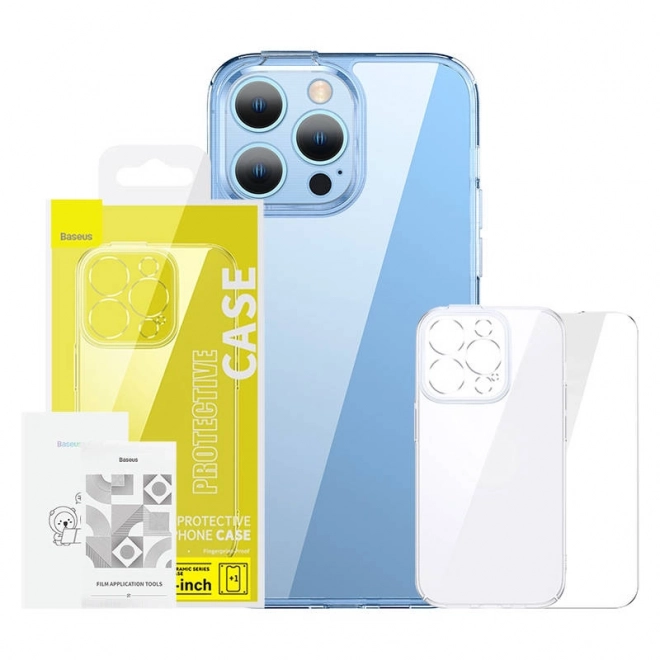 transparante hoesje en gehard glas voor iPhone 14 Plus Baseus SuperCeramic