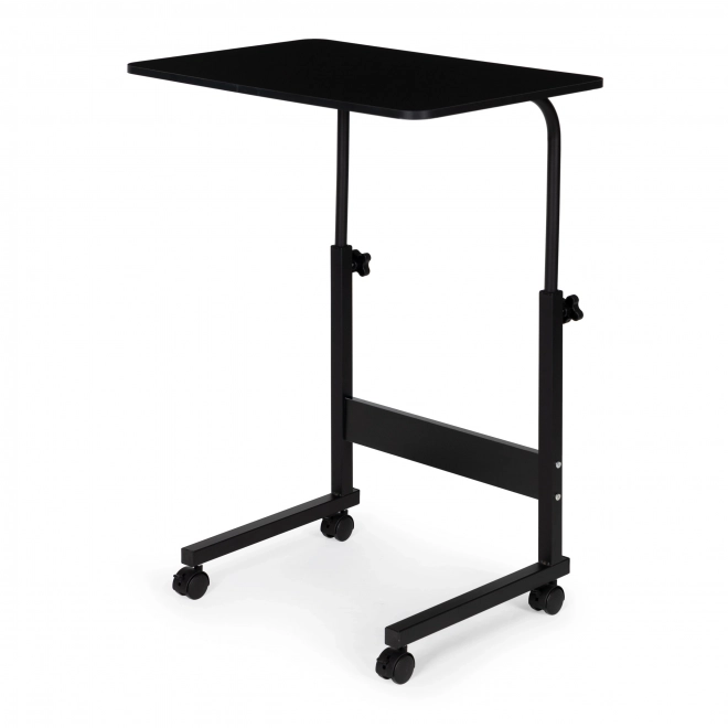 Laptoptafel met wieltjes, tafel bevestigd aan uitschuifbare stoel - zwart