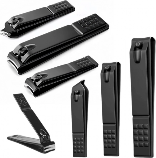set van 3 zwarte nagelknippers – groot, klein en schuin