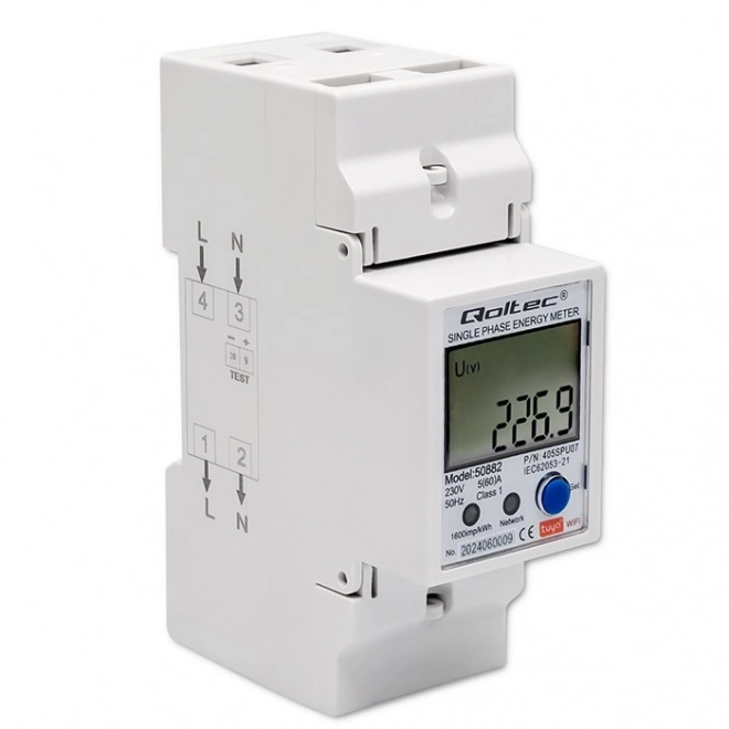 Enkelfasige elektronische energiemeter | DIN-rail | 230V | LCD | Wi-Fi