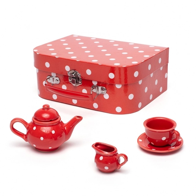 Bigjigs Toys Rode gestippelde theeset
