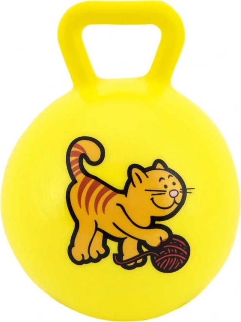 Rubberen balletje met handvat en rammelaar Mijn eerste diertjes - 10 cm