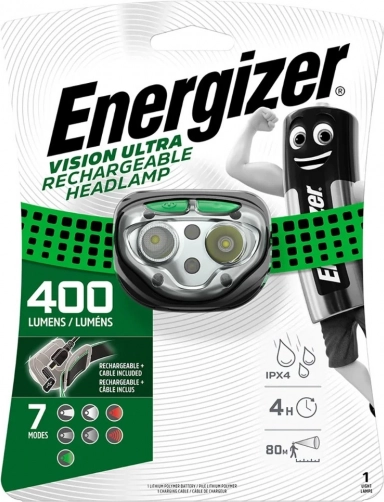 hoofdlamp energizer vision ultra oplaadbaar 400 lm