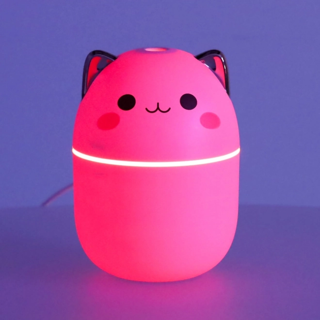 Roze luchtbevochtiger en olie diffuser in de vorm van een kat