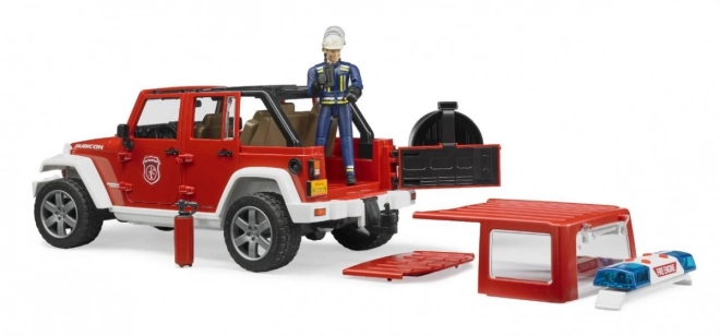 Bruder Rode Brandweer JEEP WRANGLER met figuur en accessoires