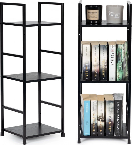 ModernHome loft-plank met 3 schappen, metalen frame, zwart