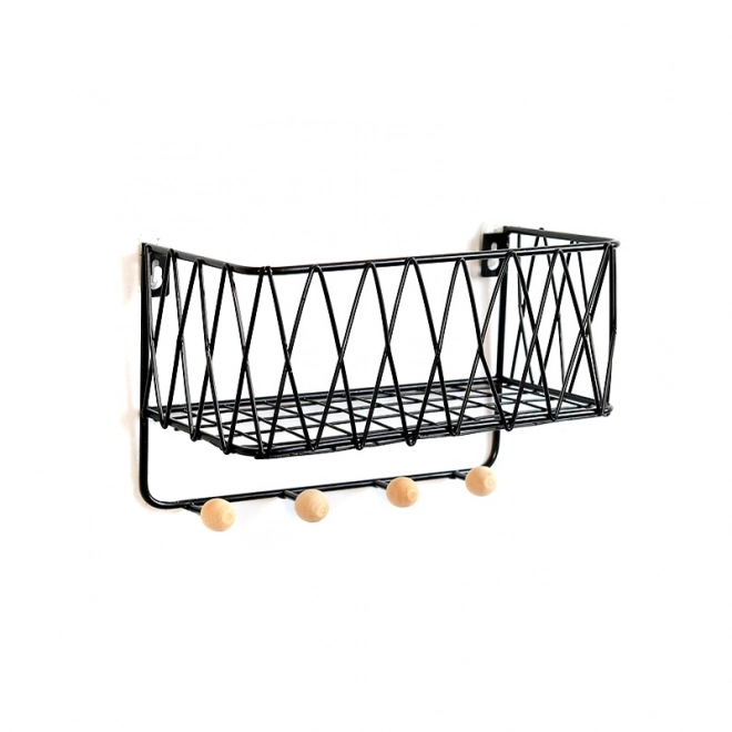 Hangende plank met haken, LOFT stijl, zwart, 25,5 cm
