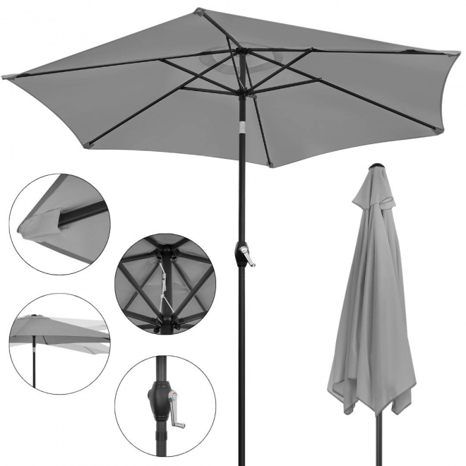 Opvouwbare grijze tuinbalkonparasol 210 cm