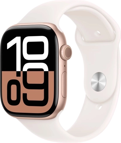 Watch Series 10 GPS 46 mm roségoudkleurig aluminium met lichtroze sportband S/M