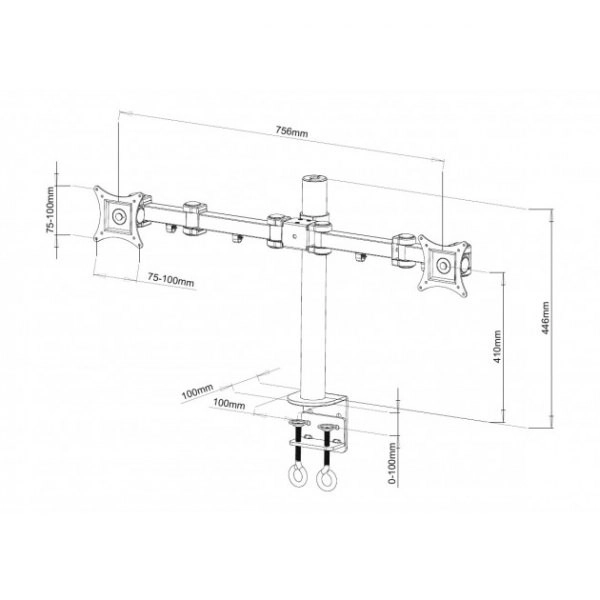 Dubbele bureaustandaard LCD/LED 13-27 inch 2x10 kg