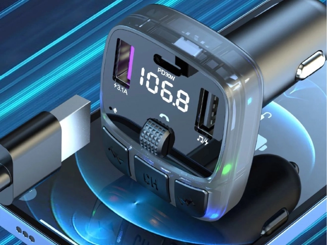 Multifunctionele auto FM-zender met snel opladen