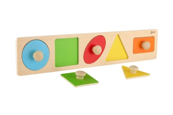 Houten inzetpuzzel geometrische vormen - 5 delen
