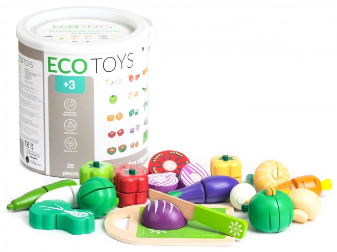 Houten snijgroenten 20 stuks Ecotoys