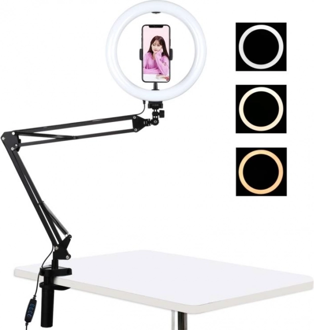 Schouderstatief Puluz met 26 cm LED ringlicht