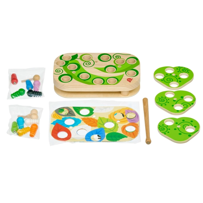 Magnetisch stokje en houten rupsen