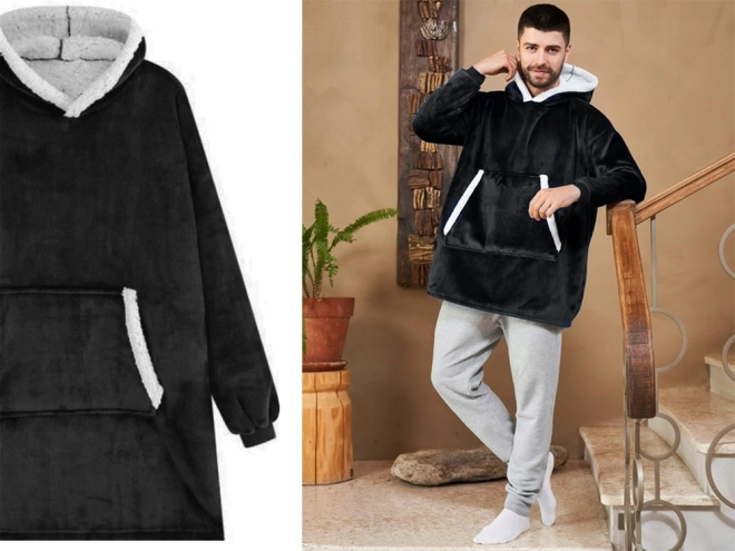 Warme oversized hoodie met bont en capuchon