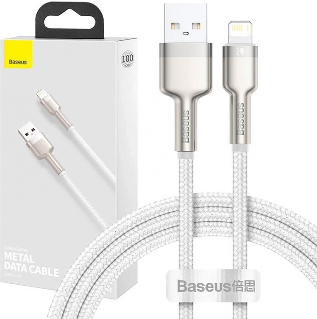 USB-kabel Lightning Baseus Cafule 2,4A 1m wit