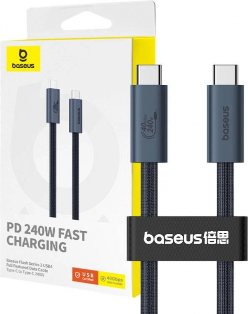 USB‑C-kabel BASEUS Flash 240 W, 1 m, gevlochten, 40 Gbps