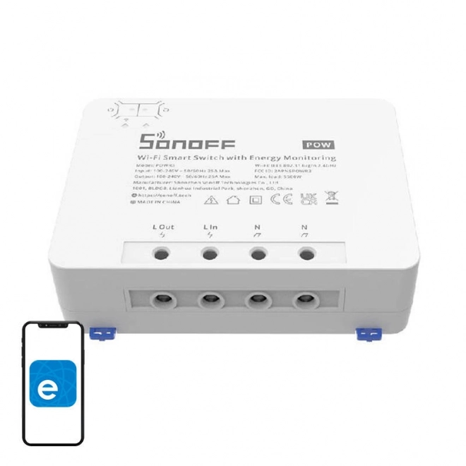 Slimme Wi-Fi-schakelaar met energiebewaking Sonoff POWR3 (25A/5500W)