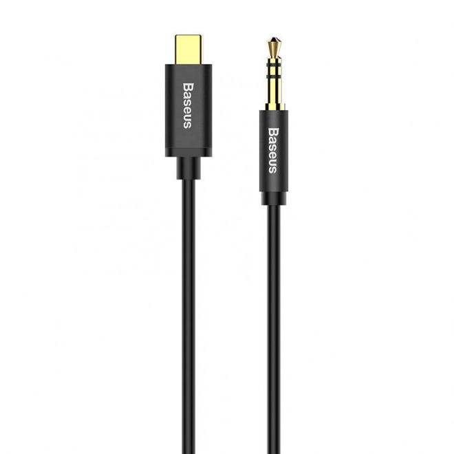 Baseus Yiven Audiokabel USB-C naar mini-jack 3,5 mm, 1,2 m - zwart