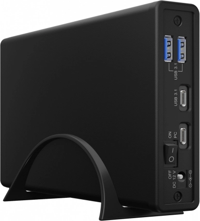 Externe behuizing ICY BOX voor 2,5"/3,5" HDD/SSD met USB‑C en USB‑hub