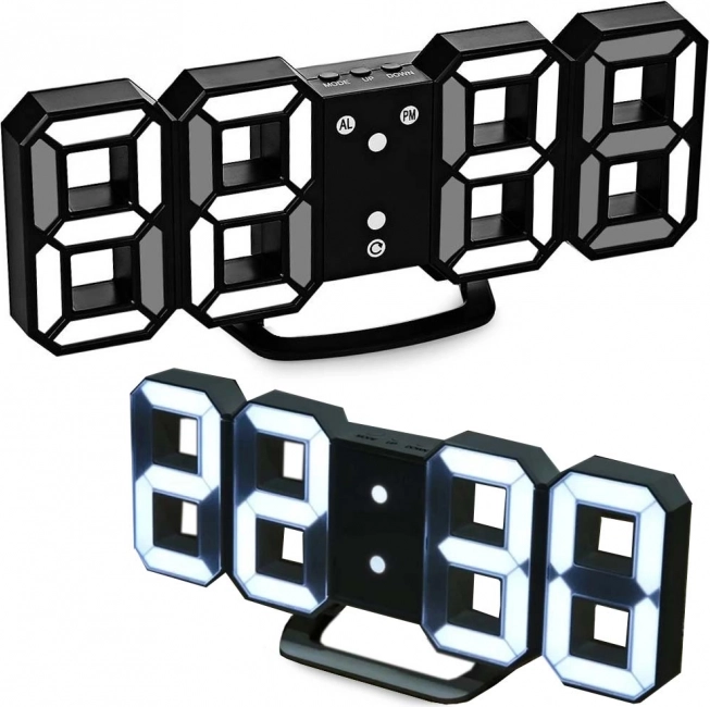 LED digitale wekker met thermometer en alarm – zwart