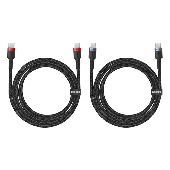 Kabel Baseus Cafule USB-C naar USB-C 100W,2m, 2st (rood-zwart, grijs-zwart).
