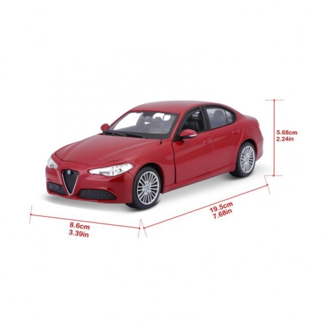 Bburago 1:24 Alfa Romeo Giulia (2016) metallic rood 18-21080
