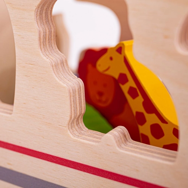 Bigjigs Toys Houten auto met safari-dieren