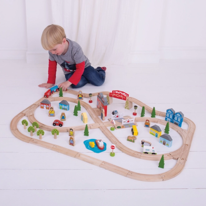 Bigjigs Rail Houten Treinset stad en dorp 101 stukken