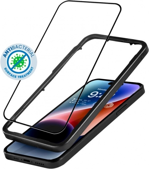 Beschermglas Anti‑Bacterial 3D Armour Glass voor iPhone 14 Pro met installatieraam