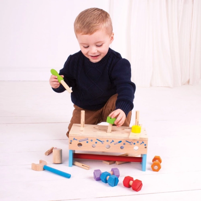 Houten werkbank en gereedschapskist 2-in-1 Bigjigs Toys