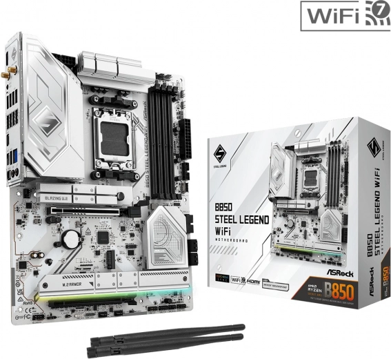 Witte moederbord B650 Steel Legend WiFi AM5 ATX