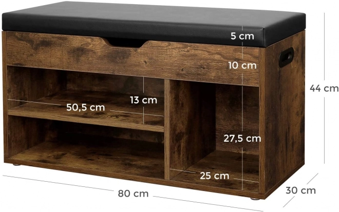 Houten schoenenbank in loftstijl