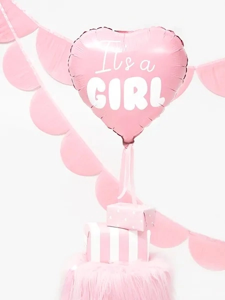 Foliebalonnen It's a Girl roze hart 45 cm